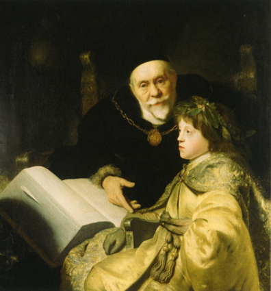 Aristoteles onderwijst de jonge Alexander