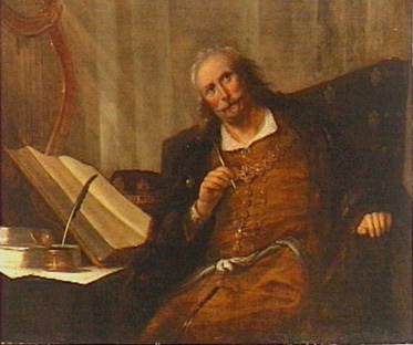 Koning David de psalmen schrijvend