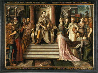 Salomo ontvangt de koningin van Saba