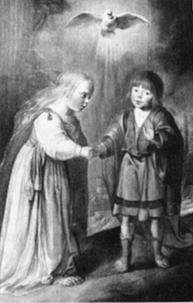 Twee kinderen onder de bescherming van de Heilige Geest