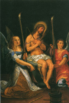 Christus op de koude steen en twee engelen