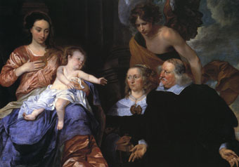 Maria met kind en twee schenkers