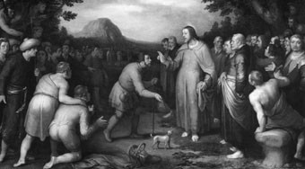 Christus maakt de blinde van Bethsaïda ziende