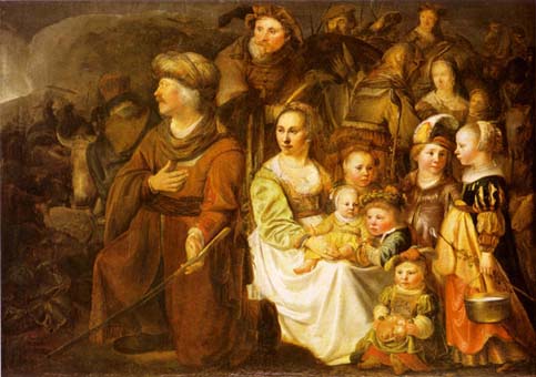 Jacob en zijn gezin voor de ontmoeting met Esau