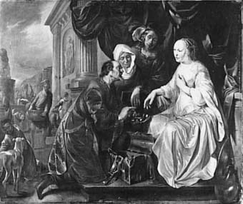 Eliëzer biedt Rebecca geschenken aan