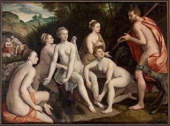 Diana opgeschrokken door Actaeon tijdens het baden