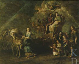 Familie afgebeeld als Griekse/Romeinse goden