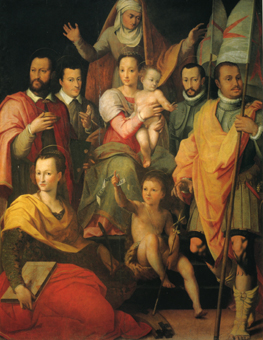 Heilige familie met heiligen